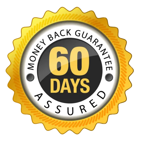 60-day money-back guarantee badge for Kim's Skincare Protocol